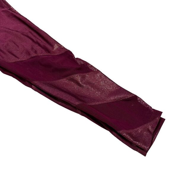 Victoria's Secret PINK Women’s Maroon Shimmery Fabric Geometric Leggings Size Me - Picture 7 of 14